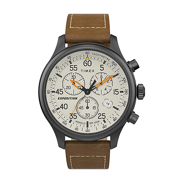 Expedition Field Chronograph 43mm Leather Strap - Br...